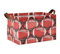 KLL Cartoon American Football Pattern Blue Foldable Storage Baskets with Handles Cube Storage Bins for Book, and Clothes Living Room 2 Pack cajas organizadores para closet