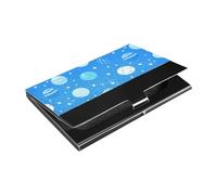 KLL Cartoon Balls Blue Stars Ultra-Thin Business Card Holder case with Leather and Stainless Steel case with Card Holder for Protects Your Cards portatarjetas para Hombre