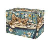 KLL Cartoon Bengal Cats Retro Bathtub Dog Cage Cover Privacy Kennel Cover Dog Crate Curtains 42 Inch