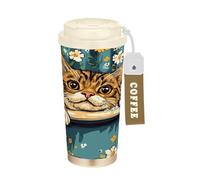 KLL Cartoon Bengal Cats Retro Bathtub Stainless Steel Coffee Tumbler Travel With Lids designed Coffee To Go Mugs For Hot Cold Drinks 17 oz Spill Proof