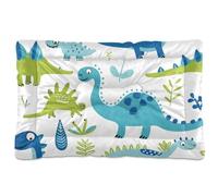 KLL Cartoon Blue Dinosaur Washable Pet Sleeping Mat Non-Slip Soft Comfortable Kennel Pad for Large Jumbo Medium Small Dogs 36" x 24"
