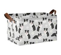 KLL Cartoon Border Collie Daisy Gray Foldable Cube Storage Bins Baskets with Handles Fabric Storage Cubes for Organization 2 Pack cajas para closet