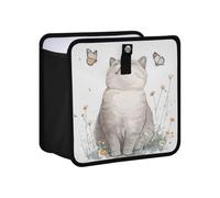 KLL Cartoon British Shorthair Cats White Hanging Foldable Car Garbage Can for Back Seat Hanging car Accessories for Women Interior Organizer bin Fit for All Cars