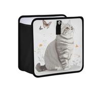 KLL Cartoon British Shorthair Cats White Hanging Foldable Car Garbage Holder Hanging car Accessories for Women Interior Trash bin for SUV, Truck & Minivan