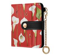 KLL Cartoon Calla Lily Red Women's Leather Folding Wallet Convenient Premium PU Leather Wallet for Women Boys Girls
