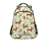 KLL Cartoon Christmas Dachshund waterproof backpack kids with large book bags for 5th grade school boys girls mochilas para adolescentes chicas