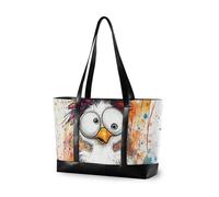 KLL Cartoon Cunning Pet Chicken simple work bag for women with zipper bag 14 inch Large Handbag for college with cartera para laptop de mujer