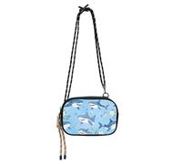 KLL Cartoon Cunning Shark Blue West Crossbody Purse for Womens Practical with Adjustable Strap Purses Take a walk