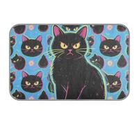 KLL Cartoon Cute Angry Black Cat Summer self Cooling mat for Dogs Self Cooling Washable cat Bed for Cats Cats Outdoor Safe Manta refrescante para perro M