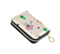 KLL Cartoon Cute Astronauts Leather Wallet Card Holder Women with 2 Cash Slot RFID Blocking Credit Card Holder with Zipper