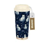 KLL Cartoon Cute Balinese Cats Navy Blue Stainless Steel Insulated Coffee Cups With Lid designed Coffee Mug Travel For Hot And Cold 17 oz Spill Proof
