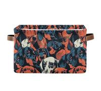 KLL Cartoon Cute Brown Dachshund storage baskets, folding and waterproof baskets organization and storage boxes with sturdy handle Hamper medium 2 pack for garage garage quilt