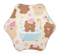 KLL Cartoon Cute Brown Teddy Bear Children's Rain Umbrella UV Resistant Travel Umbrella with Reflective Strip (scenario) Pinch-Proof for outdoor