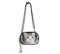 KLL Cartoon Cute Cat Astronaut Black White Mini Crossbody Bags Womens Practical with Adjustable Strap Shoulder Bag Have a meal