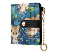 KLL Cartoon Cute chipmunks Mouse A River Ladies Classic Foldable Wallet Waterproof Minimalist PU Leather Wallet for Women Boys Girls