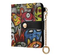 KLL Cartoon Cute Colorful monsters Women's Folding Wallet With Card Slots Convenient PU Leather Card Wallet for Women Boys Girls