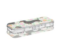 KLL Cartoon Cute Dachshund and Small Flowers Green Designed Plastic Box