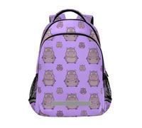 KLL Cartoon Cute Hippo Purple sports backpack for kids with chest strap book bags for 2nd grade school boys girls bulto para ni?os