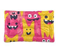 KLL Cartoon Cute Monsters Washable Pet Sleeping Mat Soft Comfortable Anti-Slip Bottom Cat Kennel Crate Pad for Large Jumbo Medium Small Dogs 24" x 18"