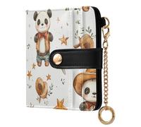 KLL Cartoon Cute Panda Cowboy Women's Small Folding Wallet Convenient Everyday PU Leather Wallet for Girls Women Ladies