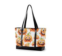 KLL Cartoon Cute Pumpkin Monsters Large Capacity bag for women 14 with zipper large tote bag Large Handbag for Travel Gym Vacation with diaper bolso para laptop