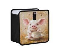 KLL Cartoon Cute Teacup Pig Flower Pink Hanging Foldable Car Garbage Can Front Seat Hanging car Accessories for Women Interior Trash Bins Fit for All Cars