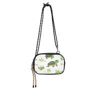 KLL Cartoon Cute Turtle White Crossbody Wallet Purse Womens Practical with Adjustable Strap Casual Phone Chest Bag Have a meal