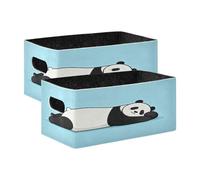 KLL Cartoon Cute White Black Panda collapsable Felt pantry baskets for cubby large baskets organization and storage boxes
