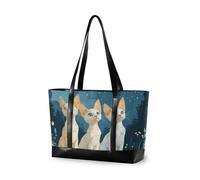 KLL Cartoon Devon Rex Cats Sturdy tote bag for women 14 with zipper work handbags Large Handbag for Pool Gym Grocery Travel with tablet bolso de trabajo para mujer