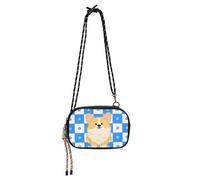 KLL Cartoon Dog Blue White Grid Crossbody Wallet Purse for Men Fashion with Adjustable Strap Casual Phone Chest Bag Go shopping