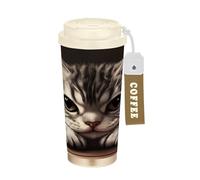 KLL Cartoon Funny American Shorthair Cats Grieved Stainless Steel Travel Coffee Tumblers With Lids designed Coffee To Go Mug For Hot Cold Drinks 17 oz Spill Proof