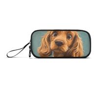 KLL Cartoon Funny Cocker Spaniel Dogs Sorrow Nylon Pencil Bag School Large Capacity Art Pencil Case Stationery Bag for Middle School Teen