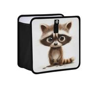 KLL Cartoon Funny Raccoon Sorrow Hanging Foldable Small Car Garbage Can Hanging Garbage Container bin for car Organizer bin Car Accessories for Women Men