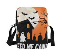 KLL Cartoon Halloween Feed Me Candy messenger bag for women crossbody Vegan Leather green crossbody bags for women Casual Shoulder Handbag For Travel