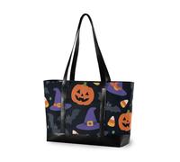 KLL Cartoon Halloween Magic Hats Jack-o'-lanterns and Bats simple handbags with zipper totes Large Handbag for men with diaper bolso para laptop