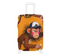 KLL Cartoon Monkey Banana Orange Elastic carry on luggage cover protector Anti Scratch suitcase elastic cover luggage protectors Fit 18-32 Inch Luggage, cartoon monkey banana orange, S 18-20 in