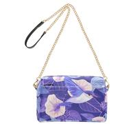 KLL Cartoon Purple Morning Glory Flowers Birds Fashion Small Crossbody Bags For Women Vegan Leather Womens Casual Purses Waterproof Shoulder Handbags