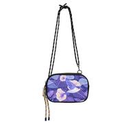 KLL Cartoon Purple Morning Glory Flowers Birds Small Black Crossbody Purse Women Beauty with Credit Card Slots Small Handbags Have a meal