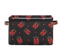 KLL Cartoon Red Insect Black storage baskets, foldable and waterproof organizers and storage basket with sturdy handle Hamper medium medium 2 Piecing for room room gift