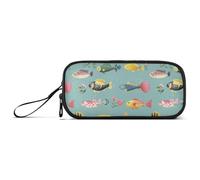 KLL Cartoon Sweet Fish Neutral Nylon Teen Pencil Bag Large Capacity College Pencil Case Stationery Bag for School Adults
