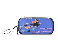 KLL Cartoon Witch Halloween Nylon Large Zippered Pencil Bag High Capacity School Pencil Case School Stationery for College Boys
