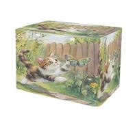 KLL Cat Chasing Butterfly in The Yard Covers for Dog Crates Privacy Kennel Covers with Roller Shades 48 Inch