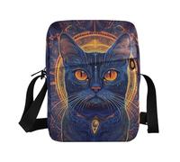 KLL Cat with Yellow Eyes Boho Style messenger bag cute Vegan Leather crossbody bag men Shopping Shoulder Handbags