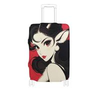 KLL Cherry Red Reindeer Anime Girl Elastic durables luggage cover Washable elastic suitcase covers travel essentials Fit 18-32 Inch Luggage, cherry red reindeer anime girl, XL 29-32 in