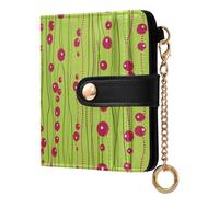 KLL Cherry Wine Strings Lime Green Ladies Lightweight Foldable Wallet Convenient Premium PU Leather Wallet for Woman Girl