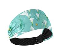 KLL Chic Calla Lily Turquoise Non-Slip? sweat bands headbands for women Stretchy head sweat bands for women for Running hiking Volleyball