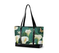 KLL Chic Calla Lily Turquoise trendy bags for laptops with zipper womens tote Large Handbag for nurse work with diaper bolsos para mujeres