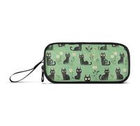 KLL Chic Cornish Rexcats Green Nylon Zipper Pencil Bag Large Capacity Big Zipper Pencil Case School Stationery for Middle School Boys