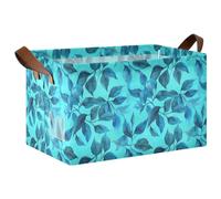 KLL Chic Cyanea Capillata Turquoise Shelf Storage Tote Basket with Handles Foldable Storage Cubes for Home, Office,Closet, Clothes Organizer 2 Pack cajas de almacenamiento para closet