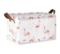 KLL Chic Flamingo White Foldable Storage Basket with Handles Bins for Cube Storage for Shelves Closet 2 Pack cajas para almacenar ropa